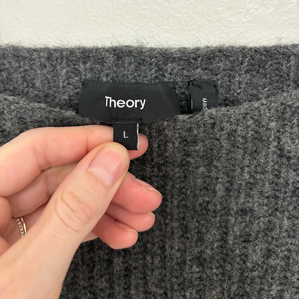 Theory Nimbus Wool Ribbed Cocoon Sweater Dress in Light Charcoal - Size L - Picture 4 of 5